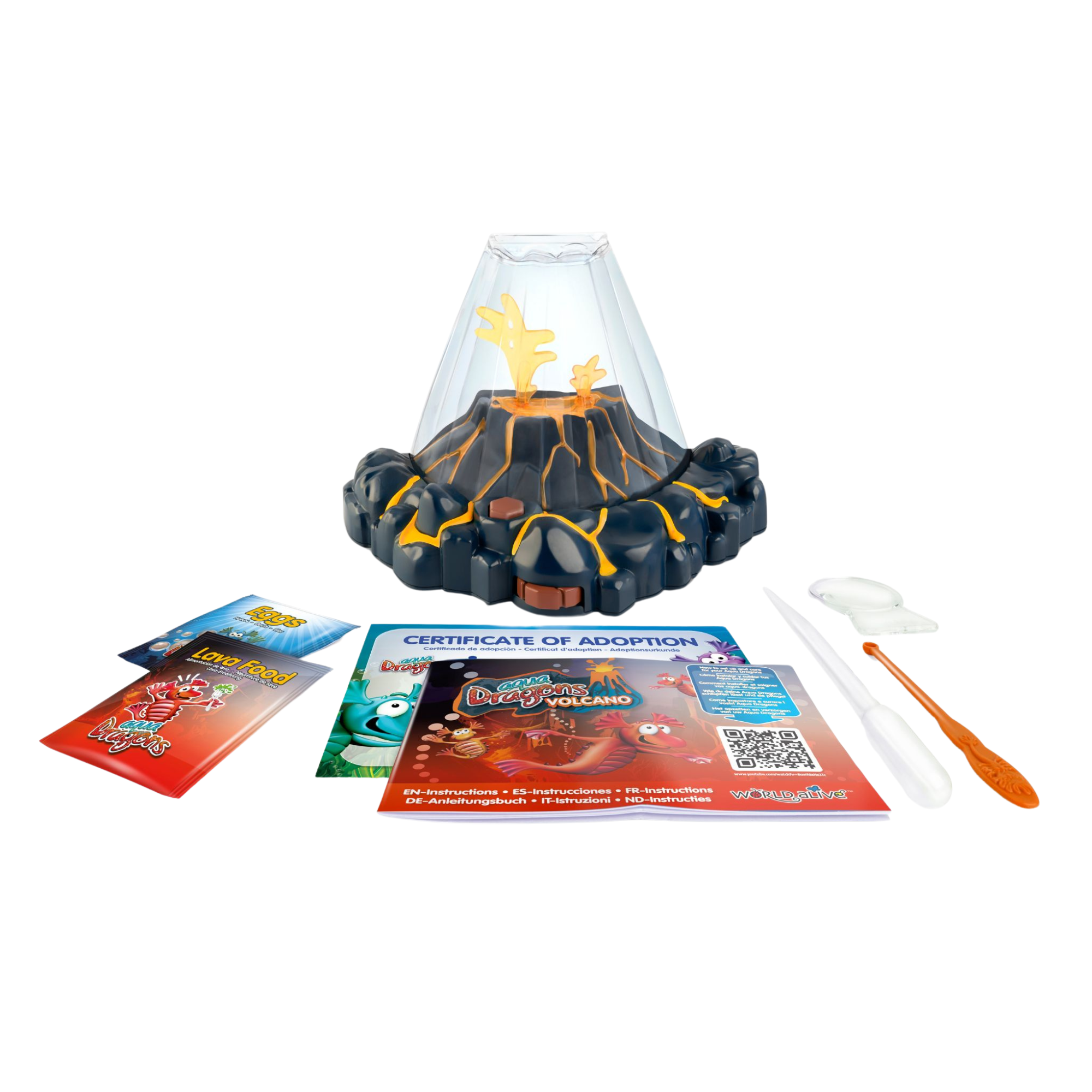 Red Volcano Set RED Aqua Dragons - Volcano Tank with Flickering Lava LED Light up Base