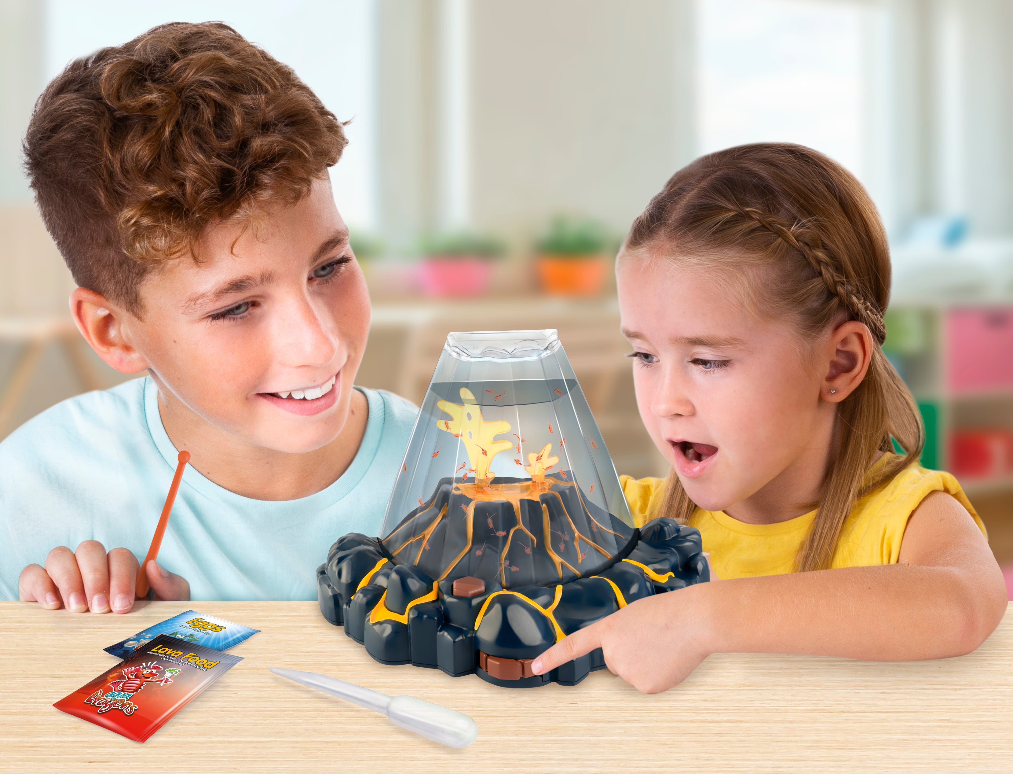 Red Volcano Set RED Aqua Dragons - Volcano Tank with Flickering Lava LED Light up Base
